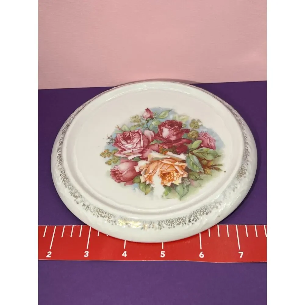 Tea Pot Ceramic Trivet Floral Roses 7in